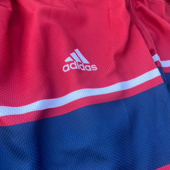 ADIDAS Red White Blue L XL Hockey Socks Velcro Polyester EUC - Picture 3 of 5